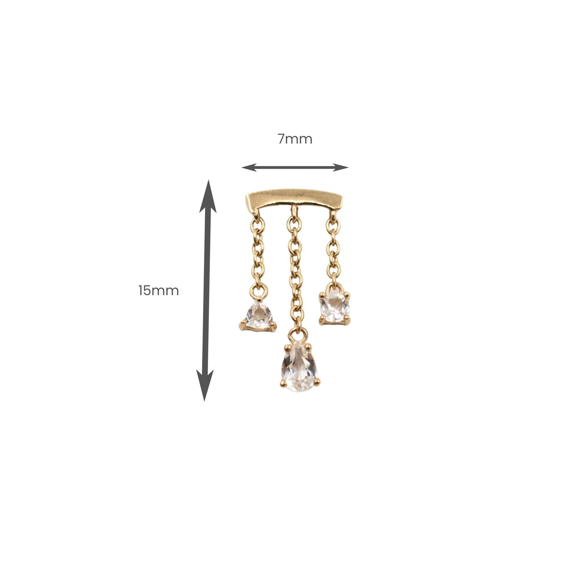 White Topaz Triple Chain Vertical Helix Earring - Image 4