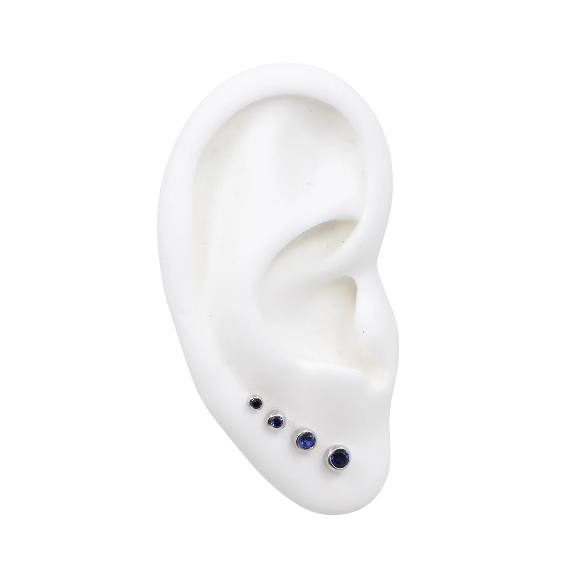 Graduated Sapphire Stud Earring Set - Image 4